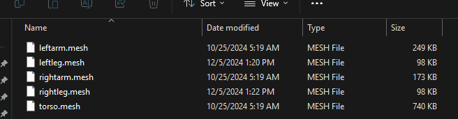 Mesh files in folder